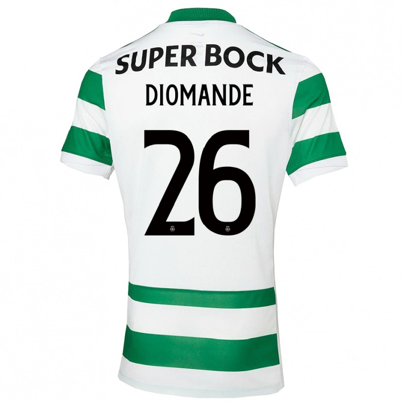 Danxen Dětské Ousmane Diomande #26 Zelená Bílá Domů Hráčské Dresy 2025/26 Dres