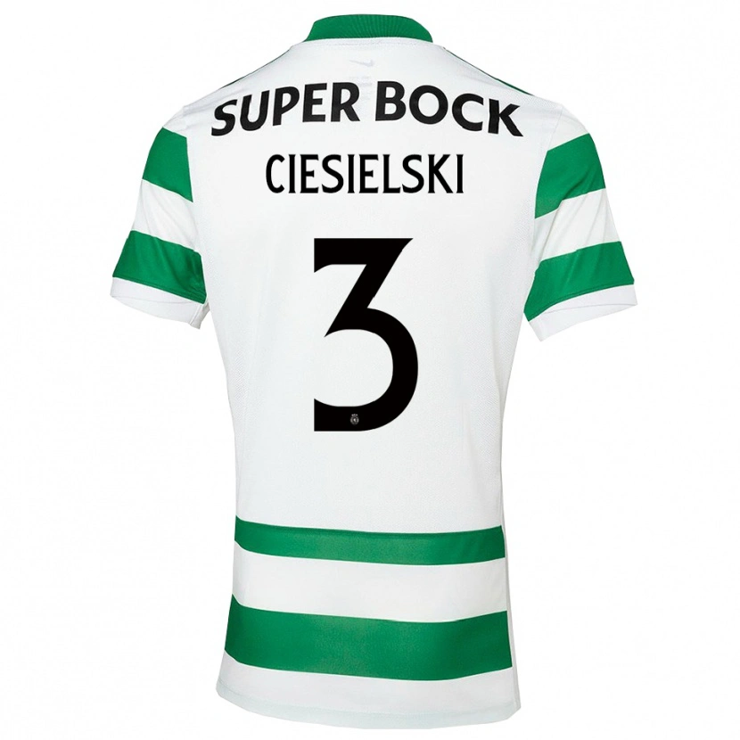 Danxen Dětské Daniel Ciesielski #3 Zelená Bílá Domů Hráčské Dresy 2025/26 Dres