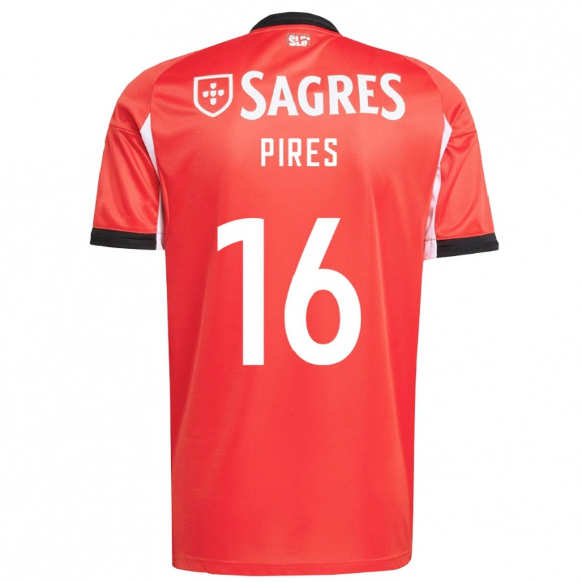 Danxen Dětské Rodrigo Pires #16 Červená Bílá Domů Hráčské Dresy 2025/26 Dres