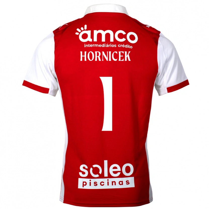 Danxen Dětské Lukas Hornicek #1 Červená Bílá Domů Hráčské Dresy 2025/26 Dres