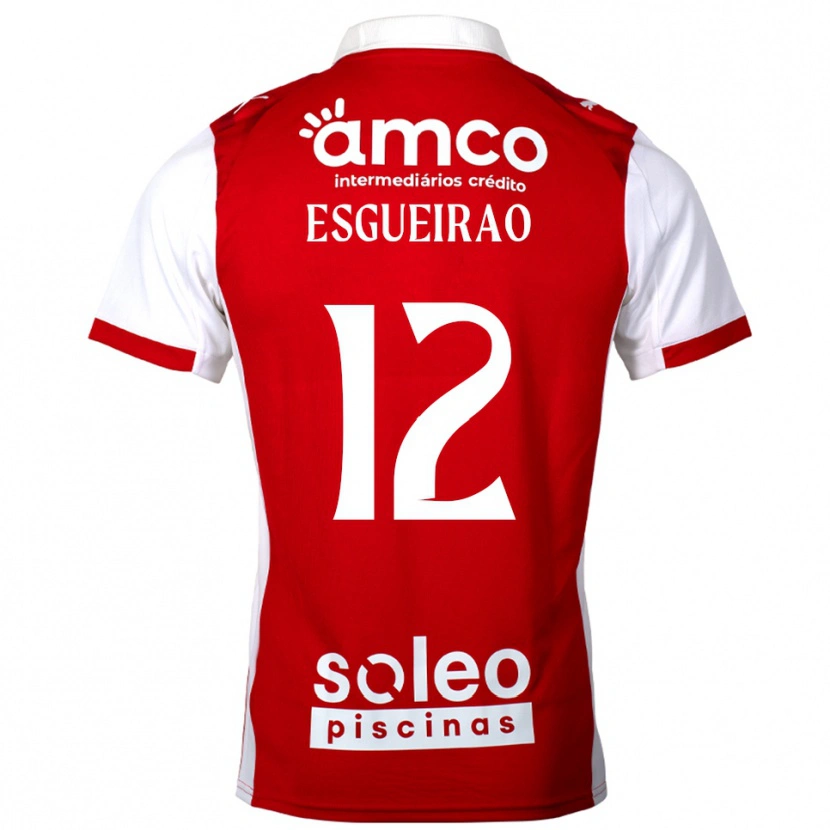 Danxen Dětské Íris Esgueirão #12 Červená Bílá Domů Hráčské Dresy 2025/26 Dres