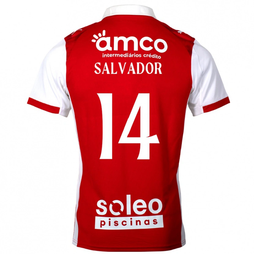 Danxen Dětské João Salvador #14 Červená Bílá Domů Hráčské Dresy 2025/26 Dres