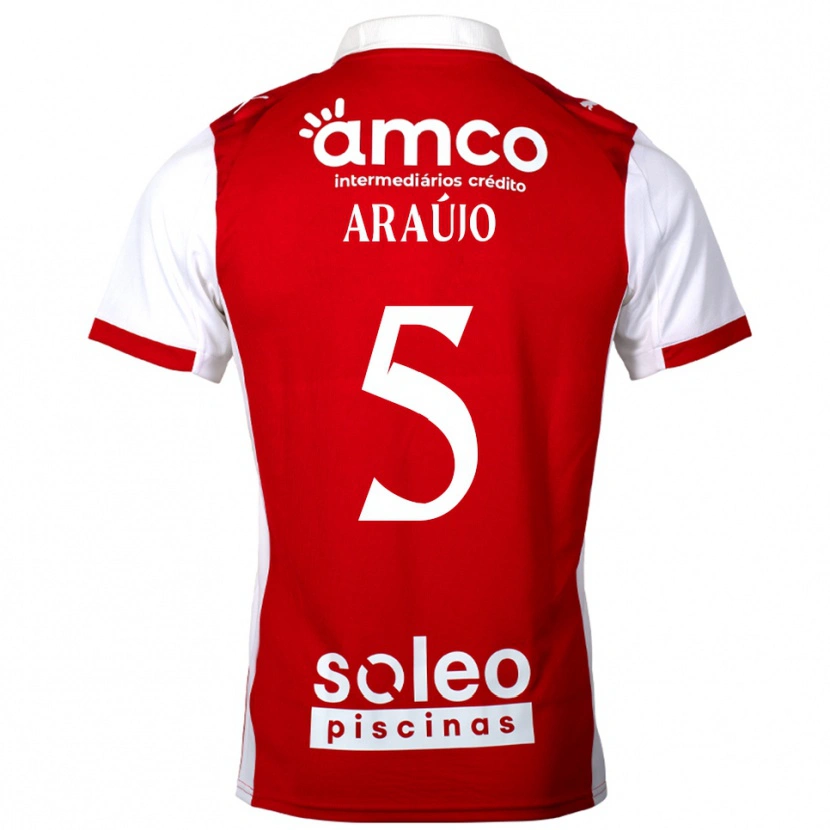 Danxen Dětské Matheus Araújo #5 Červená Bílá Domů Hráčské Dresy 2025/26 Dres