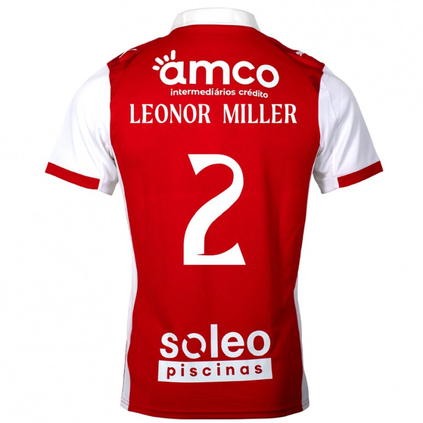 Danxen Dětské Maria Leonor Miller #2 Červená Bílá Domů Hráčské Dresy 2025/26 Dres