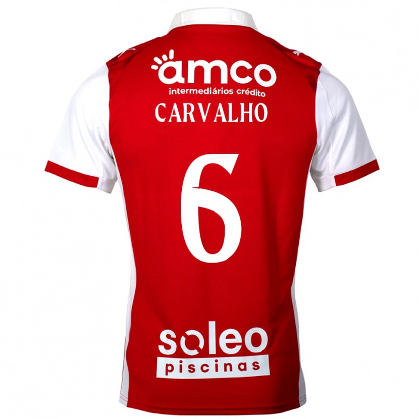 Danxen Dětské Vítor Carvalho #6 Červená Bílá Domů Hráčské Dresy 2025/26 Dres