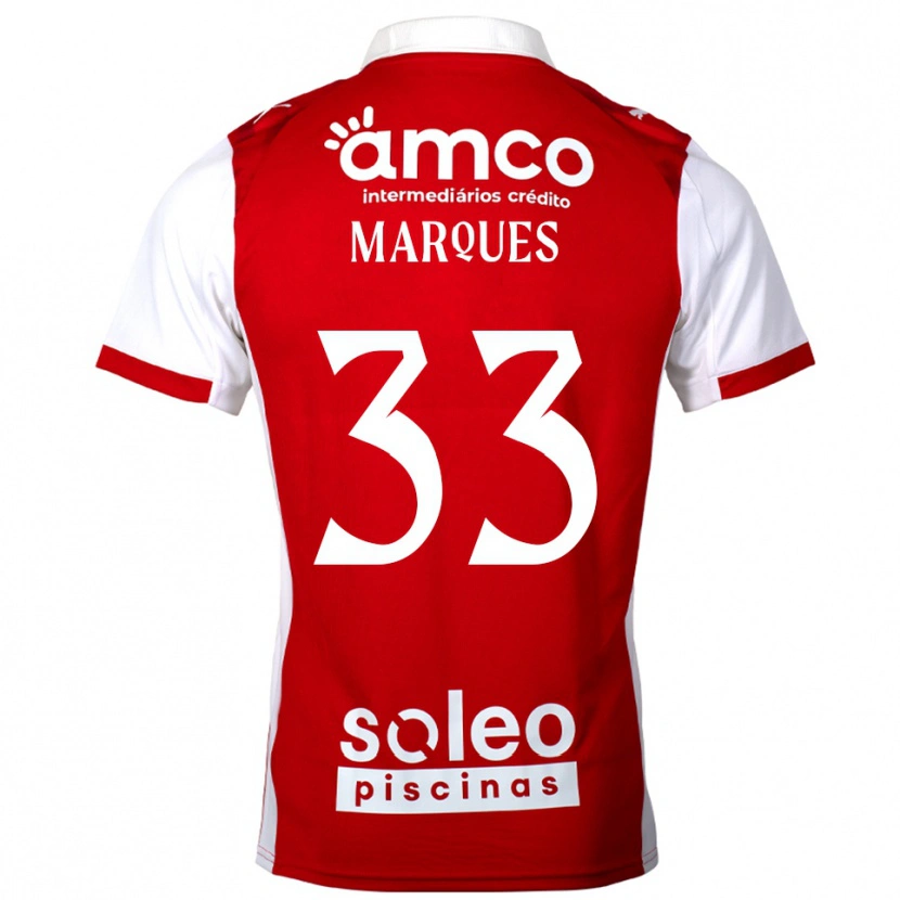 Danxen Dětské João Marques #33 Červená Bílá Domů Hráčské Dresy 2025/26 Dres