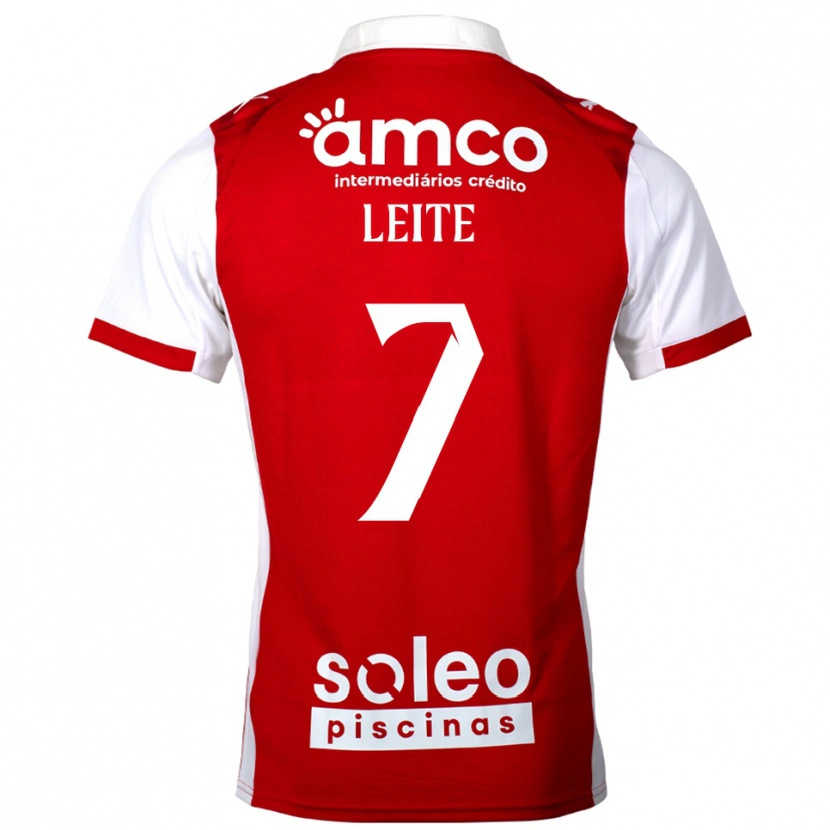Danxen Dětské Afonso Leite #7 Červená Bílá Domů Hráčské Dresy 2025/26 Dres