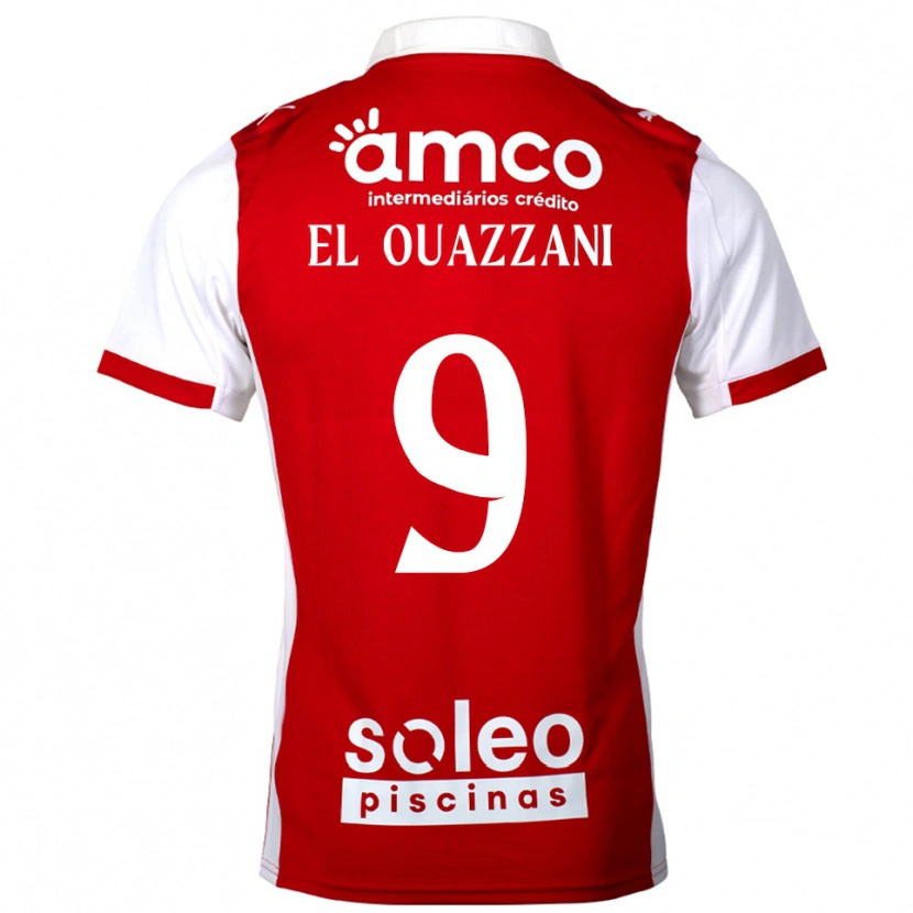 Danxen Dětské Amine El Ouazzani #9 Červená Bílá Domů Hráčské Dresy 2025/26 Dres