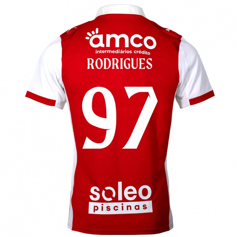 Danxen Dětské Dinis Rodrigues #97 Červená Bílá Domů Hráčské Dresy 2025/26 Dres