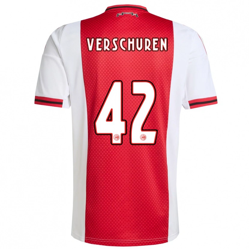 Danxen Dětské Nick Verschuren #42 Červená Bílá Domů Hráčské Dresy 2025/26 Dres