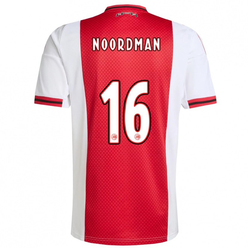 Danxen Dětské Danique Noordman #16 Červená Bílá Domů Hráčské Dresy 2025/26 Dres