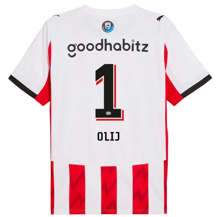 Danxen Dětské Nick Olij #1 Červená Bílá Domů Hráčské Dresy 2025/26 Dres