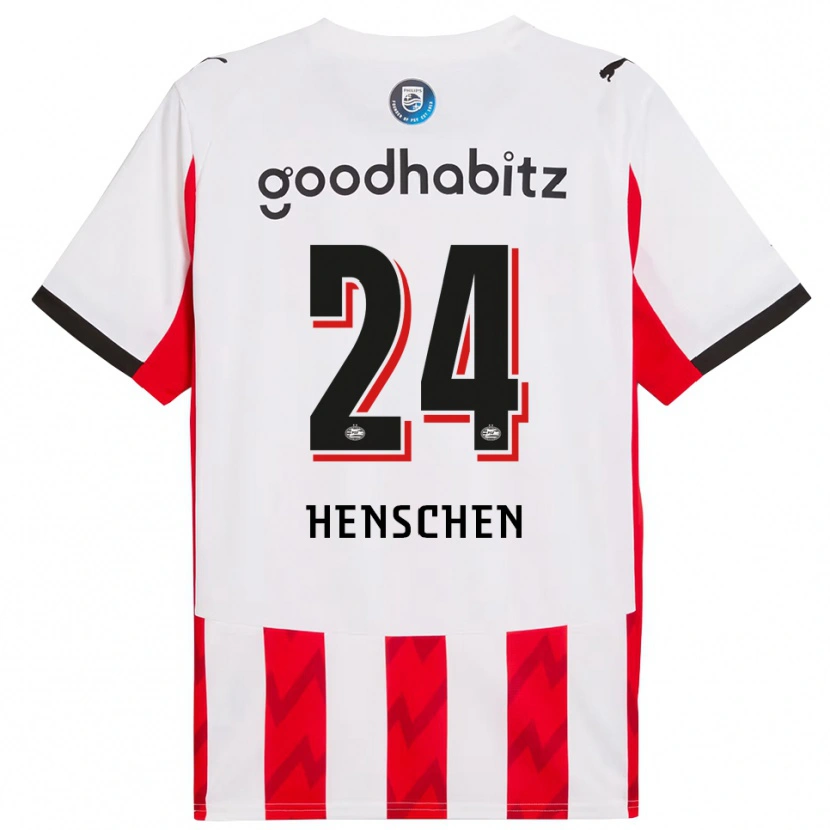 Danxen Dětské Emmeke Henschen #24 Červená Bílá Domů Hráčské Dresy 2025/26 Dres