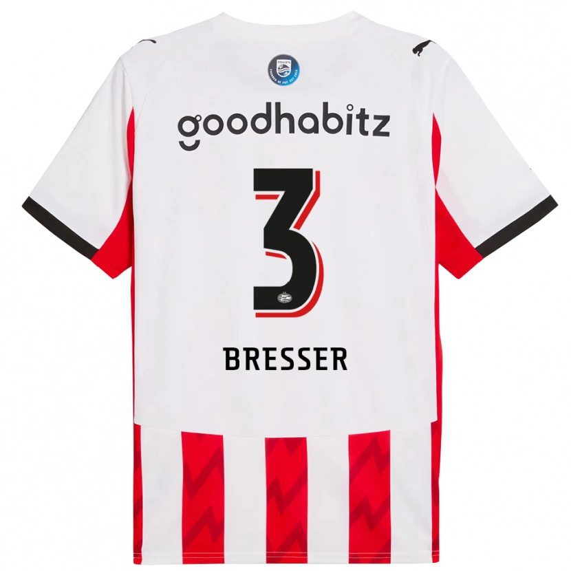 Danxen Dětské Michael Bresser #3 Červená Bílá Domů Hráčské Dresy 2025/26 Dres