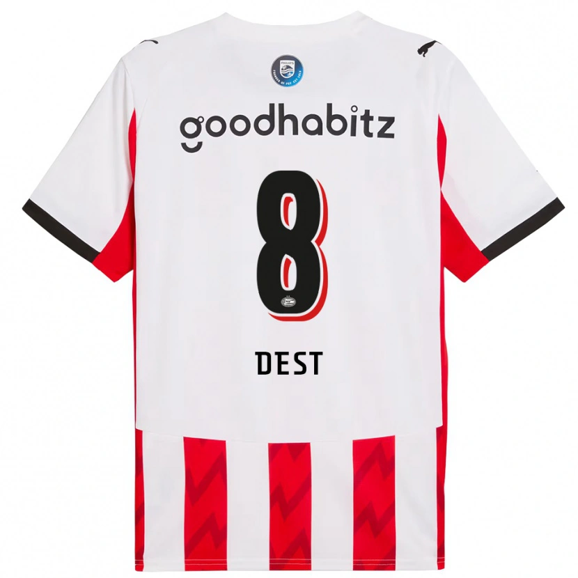 Danxen Dětské Sergiño Dest #8 Červená Bílá Domů Hráčské Dresy 2025/26 Dres
