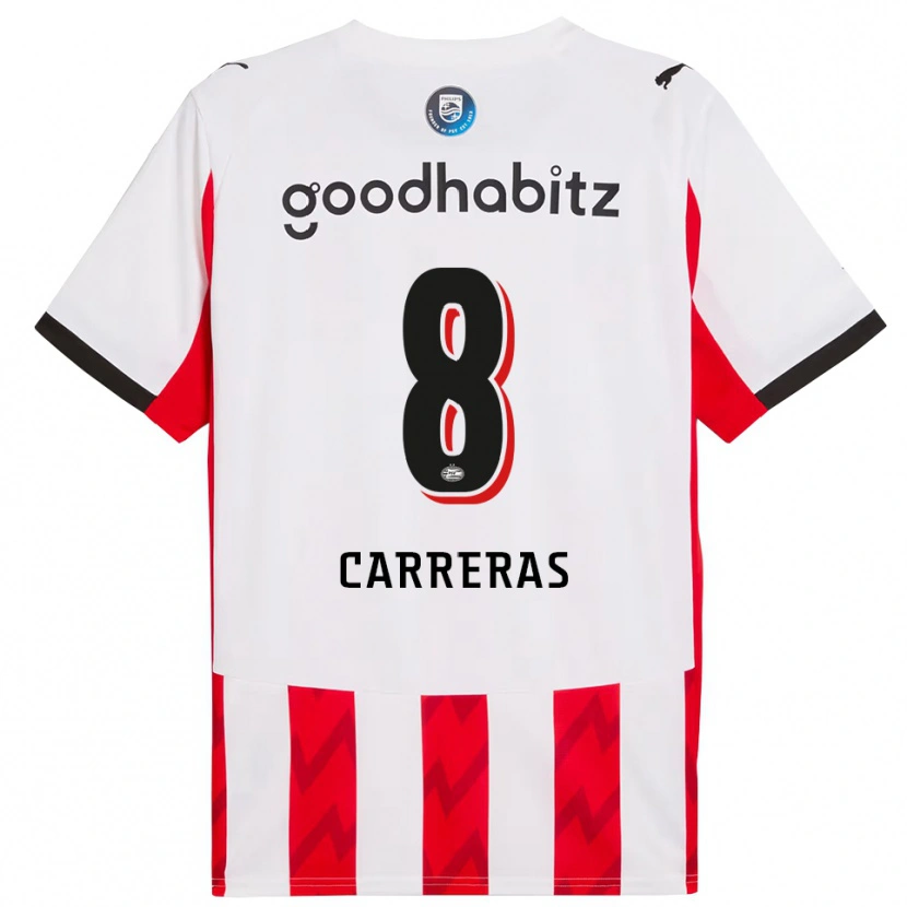 Danxen Dětské Georgina Carreras #8 Červená Bílá Domů Hráčské Dresy 2025/26 Dres