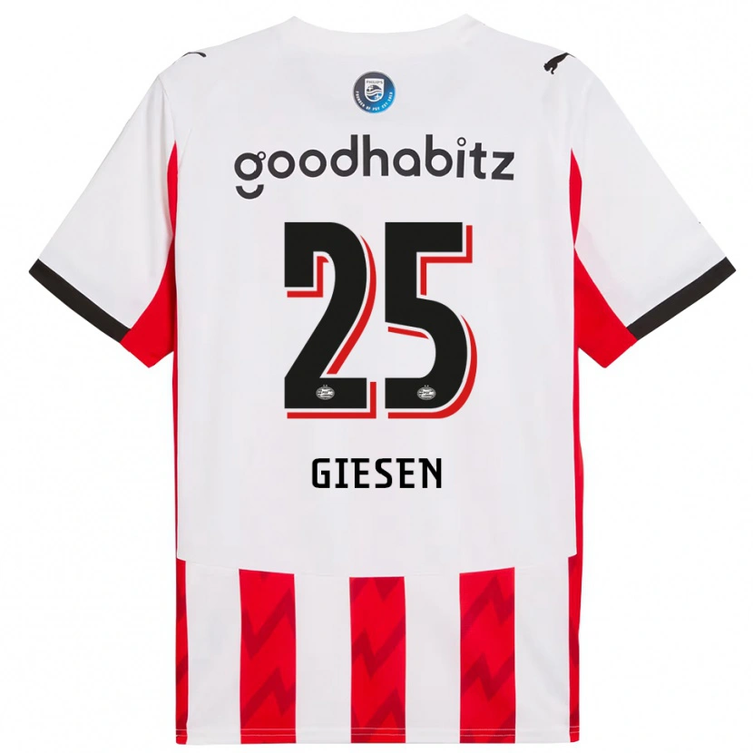 Danxen Dětské Suzanne Giesen #25 Červená Bílá Domů Hráčské Dresy 2025/26 Dres