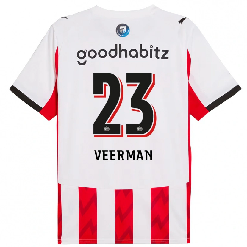 Danxen Dětské Joey Veerman #23 Červená Bílá Domů Hráčské Dresy 2025/26 Dres