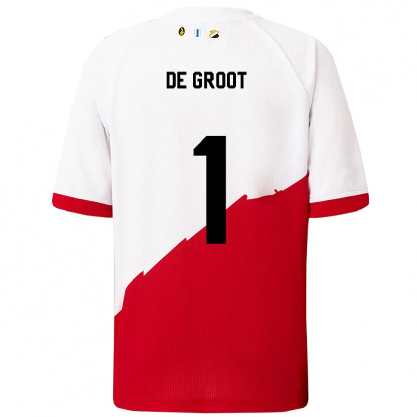Danxen Dětské Jasmijn De Groot #1 Bílá Červená Domů Hráčské Dresy 2025/26 Dres