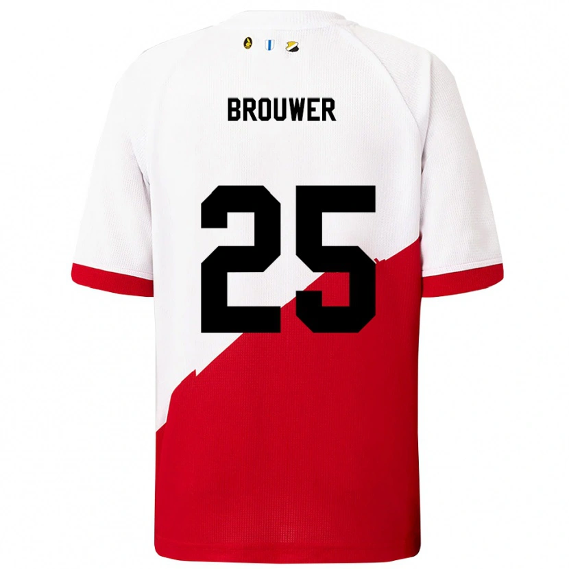 Danxen Dětské Michael Brouwer #25 Bílá Červená Domů Hráčské Dresy 2025/26 Dres