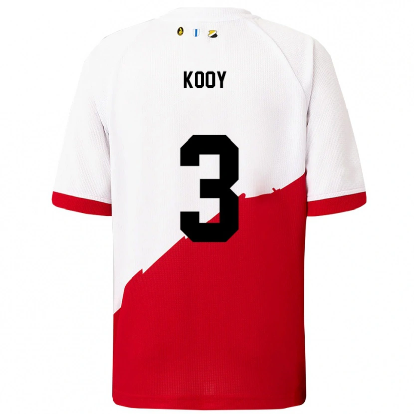 Danxen Dětské Wessel Kooy #3 Bílá Červená Domů Hráčské Dresy 2025/26 Dres