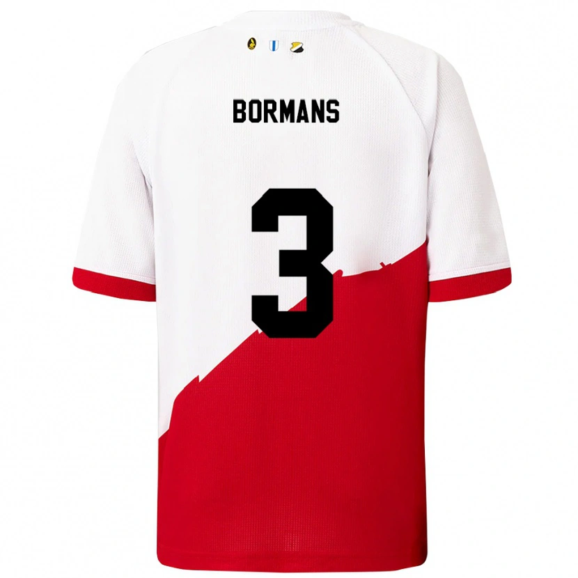 Danxen Dětské Merel Bormans #3 Bílá Červená Domů Hráčské Dresy 2025/26 Dres