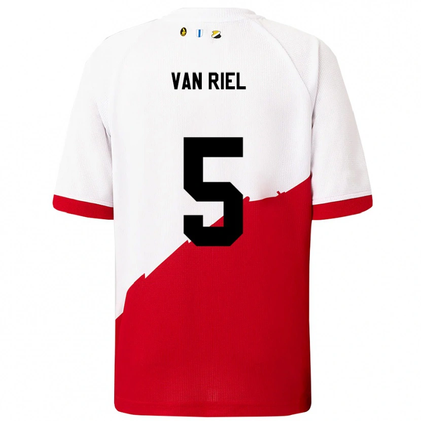 Danxen Dětské Jesper Van Riel #5 Bílá Červená Domů Hráčské Dresy 2025/26 Dres