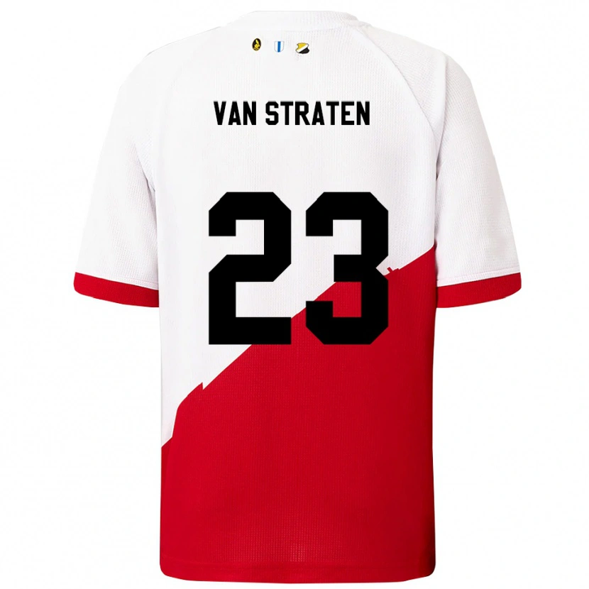 Danxen Dětské Dieke Van Straten #23 Bílá Červená Domů Hráčské Dresy 2025/26 Dres