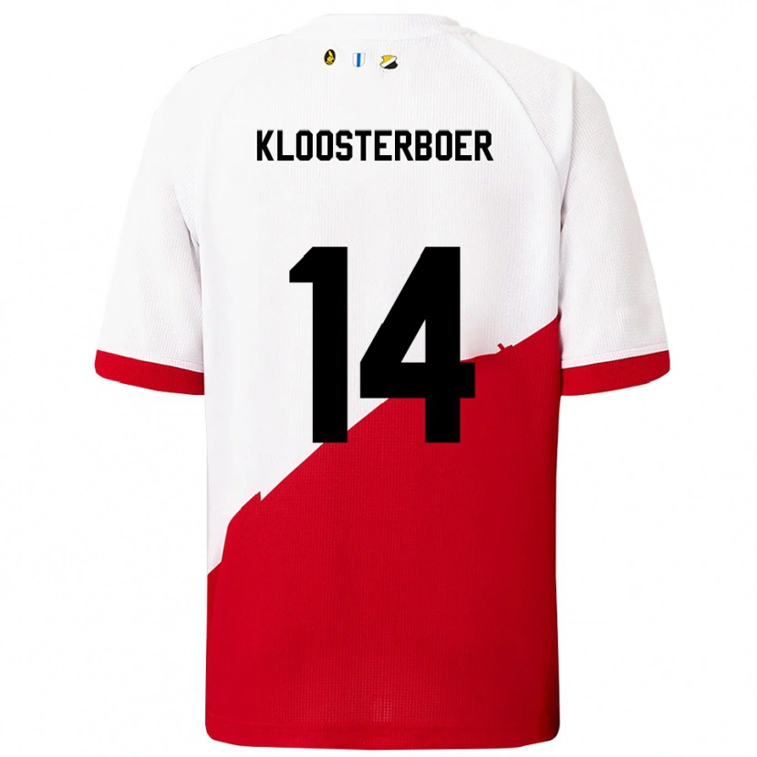 Danxen Dětské Per Kloosterboer #14 Bílá Červená Domů Hráčské Dresy 2025/26 Dres
