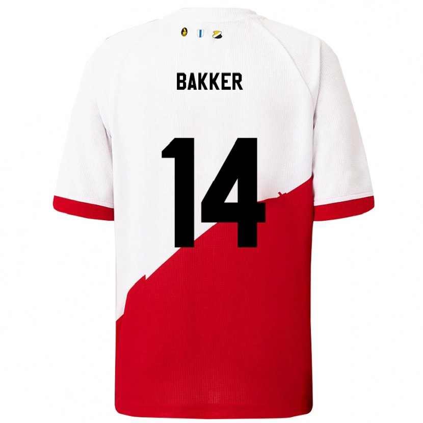 Danxen Dětské Eshly Bakker #14 Bílá Červená Domů Hráčské Dresy 2025/26 Dres