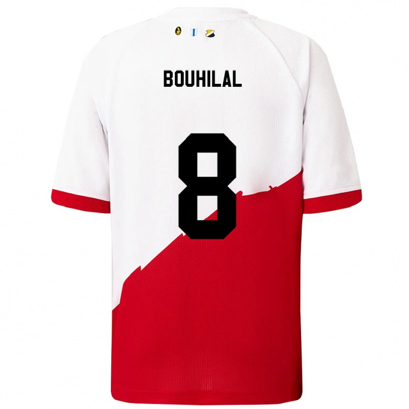 Danxen Dětské Mohammed Bouhilal #8 Bílá Červená Domů Hráčské Dresy 2025/26 Dres