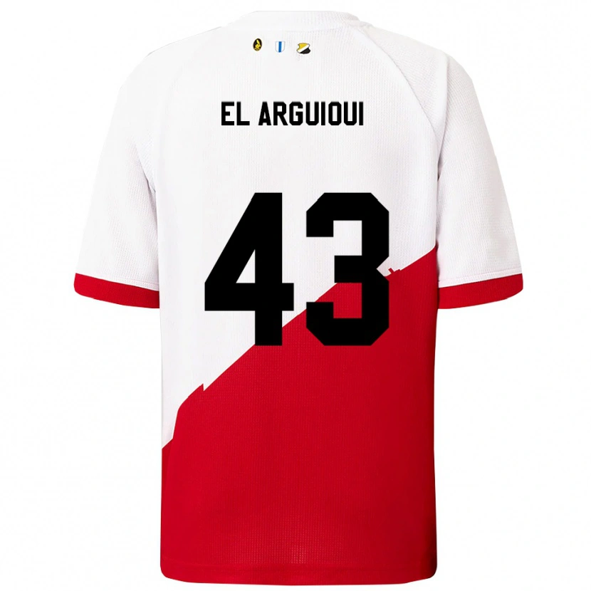 Danxen Dětské Rafik El Arguioui #43 Bílá Červená Domů Hráčské Dresy 2025/26 Dres