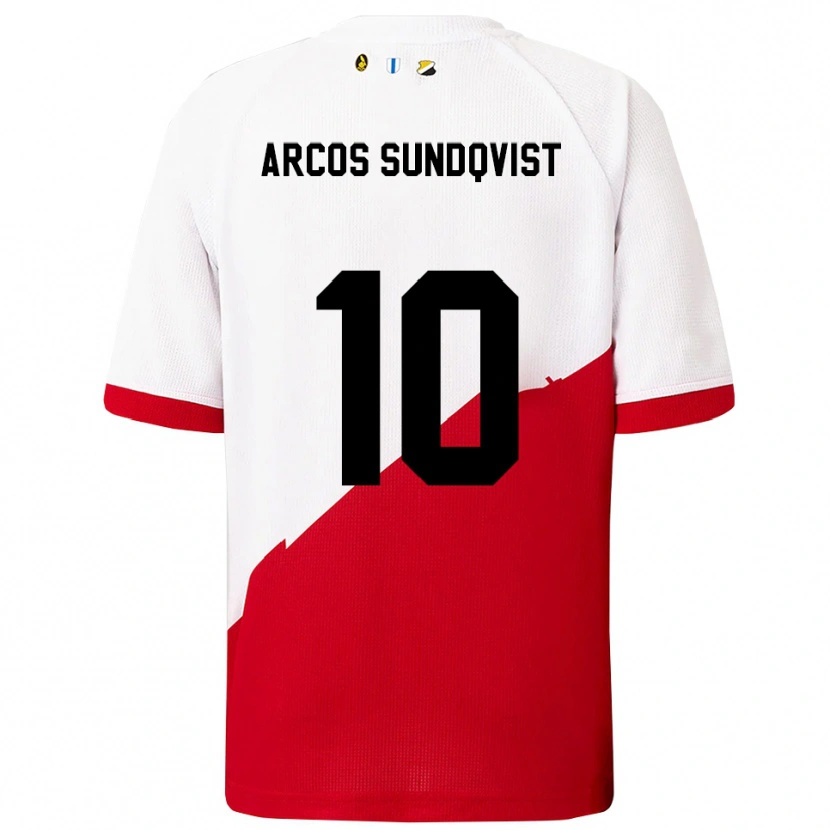 Danxen Dětské Gustav Arcos Sundqvist #10 Bílá Červená Domů Hráčské Dresy 2025/26 Dres