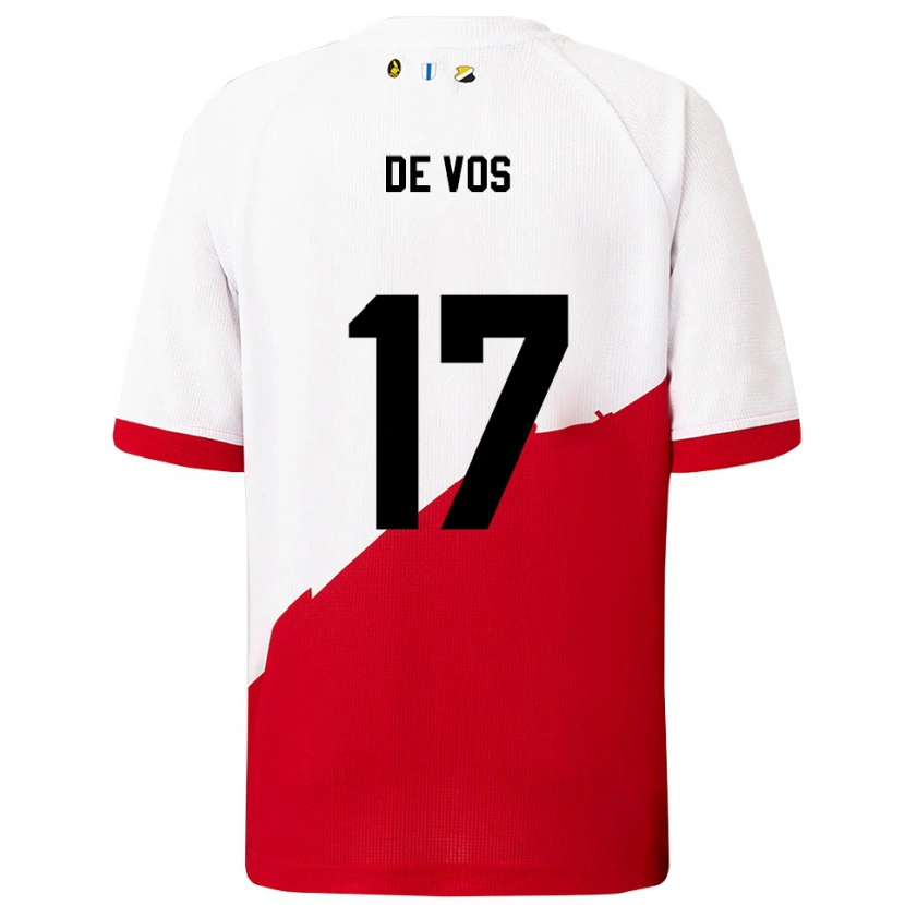 Danxen Dětské Nick De Vos #17 Bílá Červená Domů Hráčské Dresy 2025/26 Dres