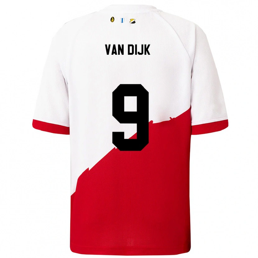 Danxen Dětské Bright Van Dijk #9 Bílá Červená Domů Hráčské Dresy 2025/26 Dres