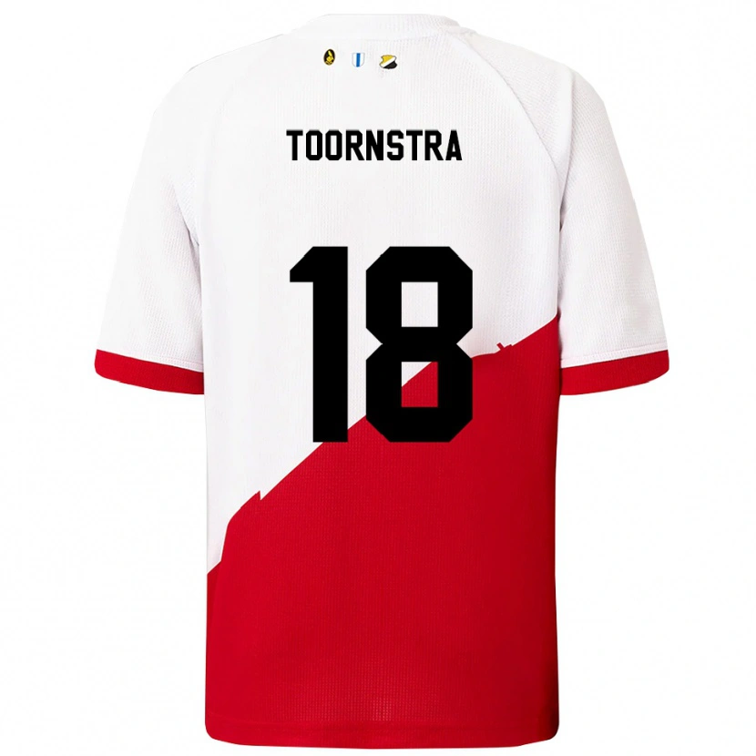 Danxen Dětské Jens Toornstra #18 Bílá Červená Domů Hráčské Dresy 2025/26 Dres
