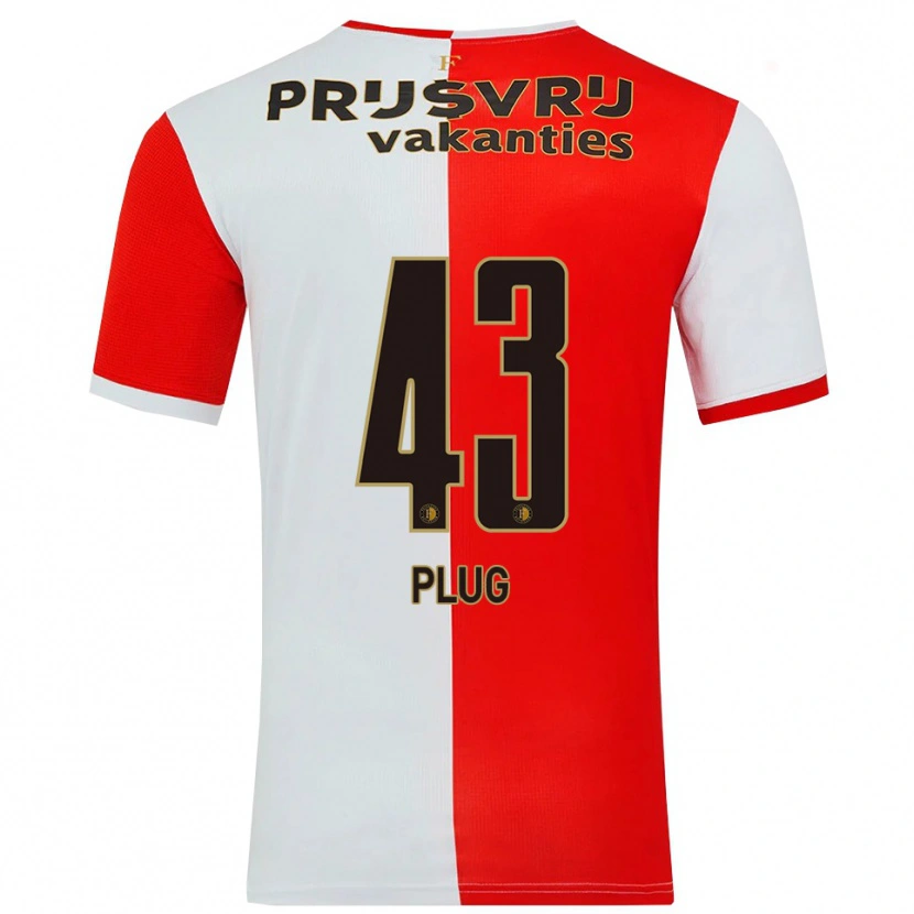 Danxen Dětské Jan Plug #43 Červená Bílá Domů Hráčské Dresy 2025/26 Dres