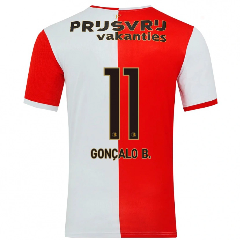 Danxen Dětské Gonçalo Borges #11 Červená Bílá Domů Hráčské Dresy 2025/26 Dres