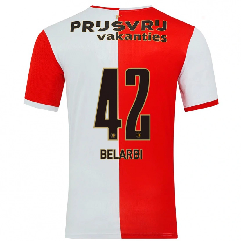 Danxen Dětské Abdel Belarbi #42 Červená Bílá Domů Hráčské Dresy 2025/26 Dres