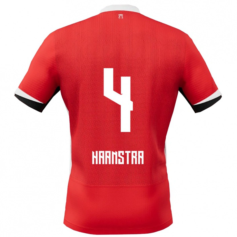 Danxen Dětské Jeen Haanstra #4 Červená Bílá Domů Hráčské Dresy 2025/26 Dres