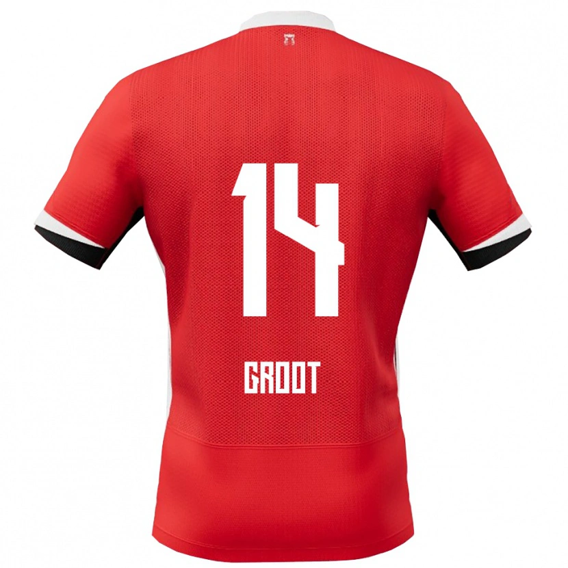 Danxen Dětské Gijs Groot #14 Červená Bílá Domů Hráčské Dresy 2025/26 Dres