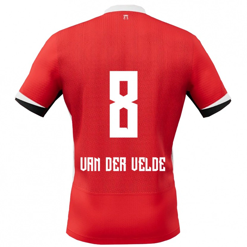 Danxen Dětské Yordi Van Der Velde #8 Červená Bílá Domů Hráčské Dresy 2025/26 Dres