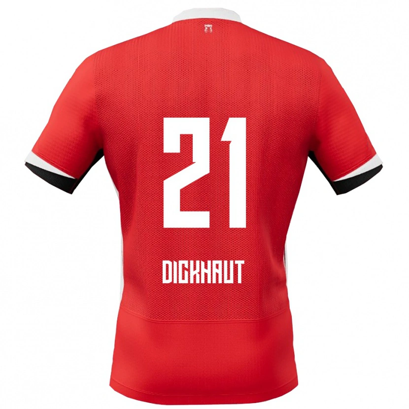 Danxen Dětské Damian Dickhaut #21 Červená Bílá Domů Hráčské Dresy 2025/26 Dres