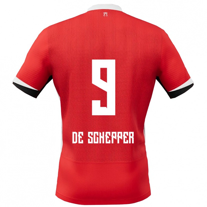 Danxen Dětské Dean Ijssel De Schepper #9 Červená Bílá Domů Hráčské Dresy 2025/26 Dres