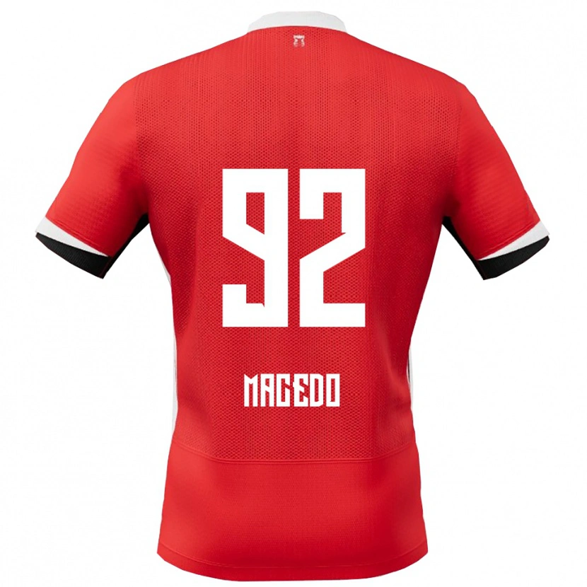 Danxen Dětské Rodrigo Macedo #92 Červená Bílá Domů Hráčské Dresy 2025/26 Dres