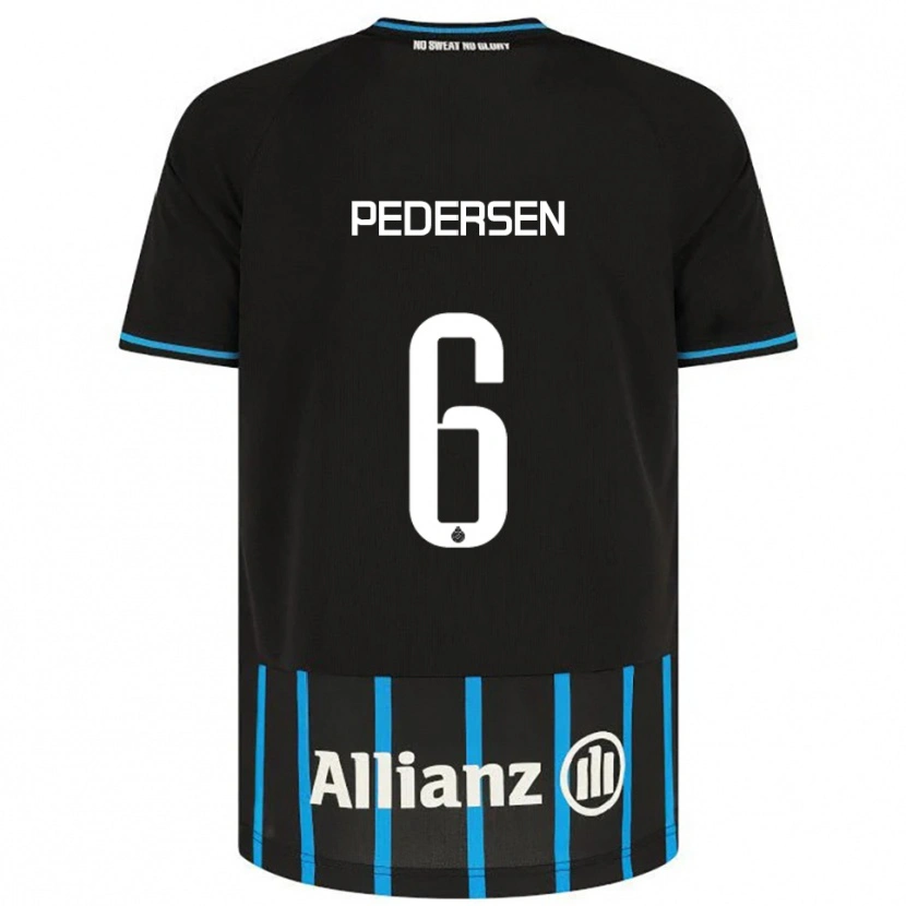 Danxen Dětské Lara Pedersen #6 Černá Modrá Domů Hráčské Dresy 2025/26 Dres