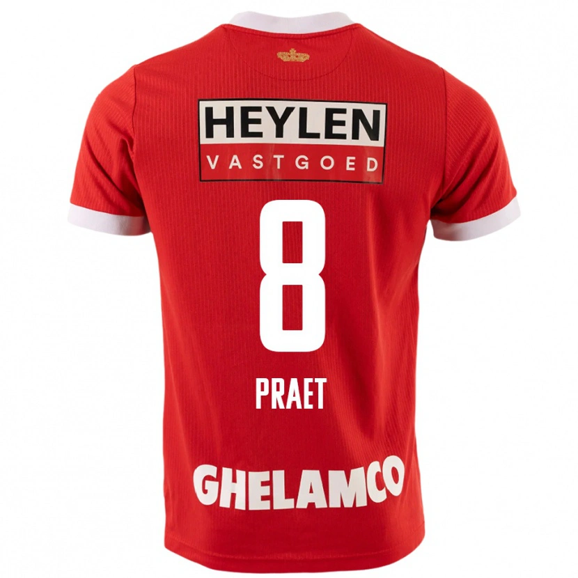 Danxen Dětské Dennis Praet #8 Červená Bílá Domů Hráčské Dresy 2025/26 Dres
