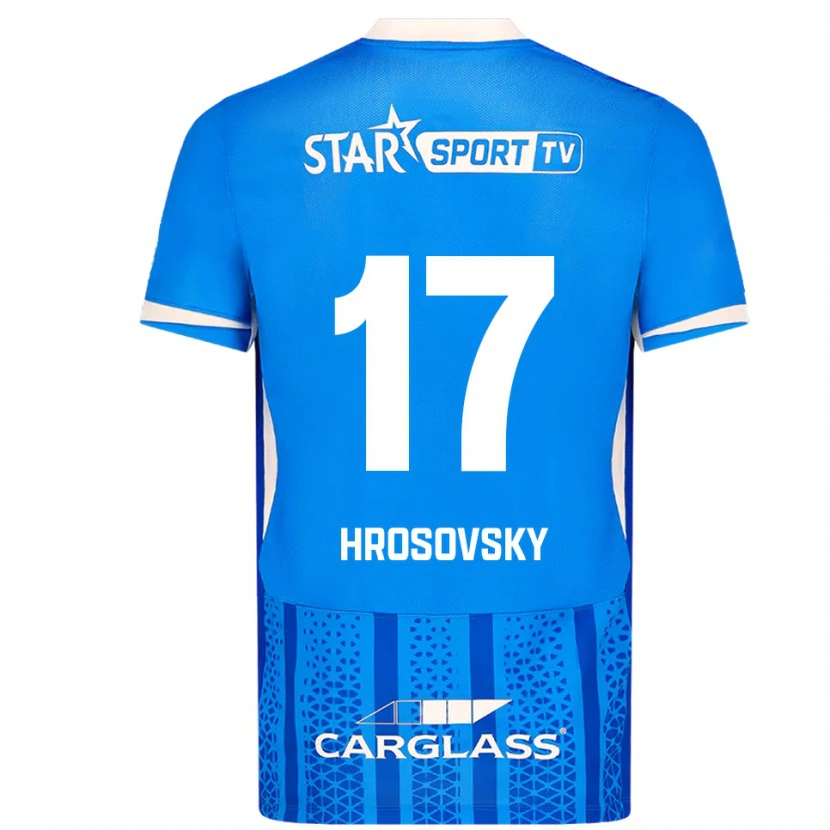 Danxen Dětské Patrik Hrosovsky #17 Modrá Bílá Domů Hráčské Dresy 2025/26 Dres