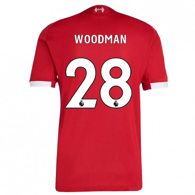 Danxen Dětské Freddie Woodman #28 Červená Bílá Domů Hráčské Dresy 2025/26 Dres