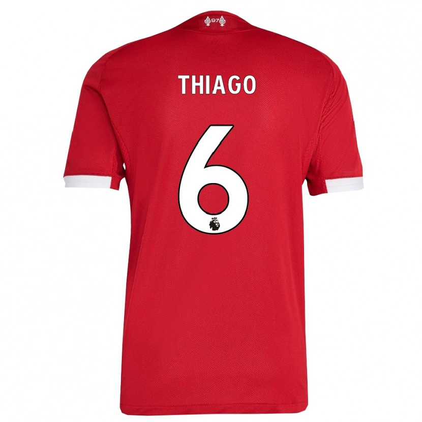 Danxen Dětské Thiago #6 Červená Bílá Domů Hráčské Dresy 2025/26 Dres
